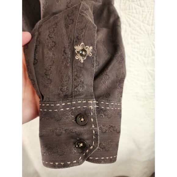 Zagiri Mens Brown Button-up Western Cowboy Yellowstone Shirt Size Large 24"X29" - Picture 6 of 9